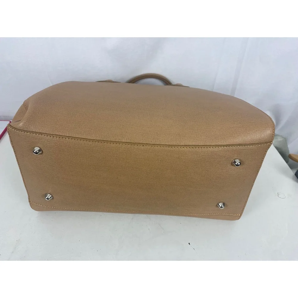 Laura Di Maggio Cappuccino Leather Satchel Crossbody Bag New zipper Minimalist,